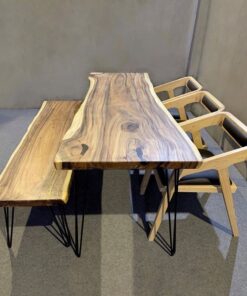 Set Meja Makan Kayu Trembesi Solid
