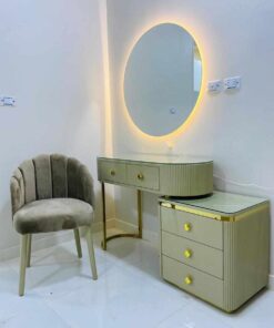 Meja Rias Lampu LED Touchscreen Kaki Besi