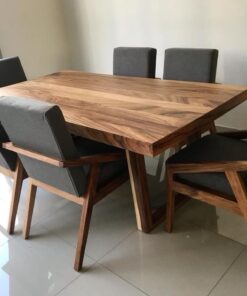 Set Meja Makan Kayu Jati Model Minimalis Jok