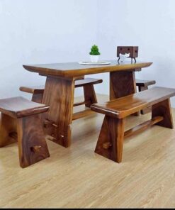 Set Meja Makan Sate Minimalis Kayu Suar