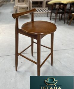 Kursi Bar Kayu Jati Japandi Warna Natural