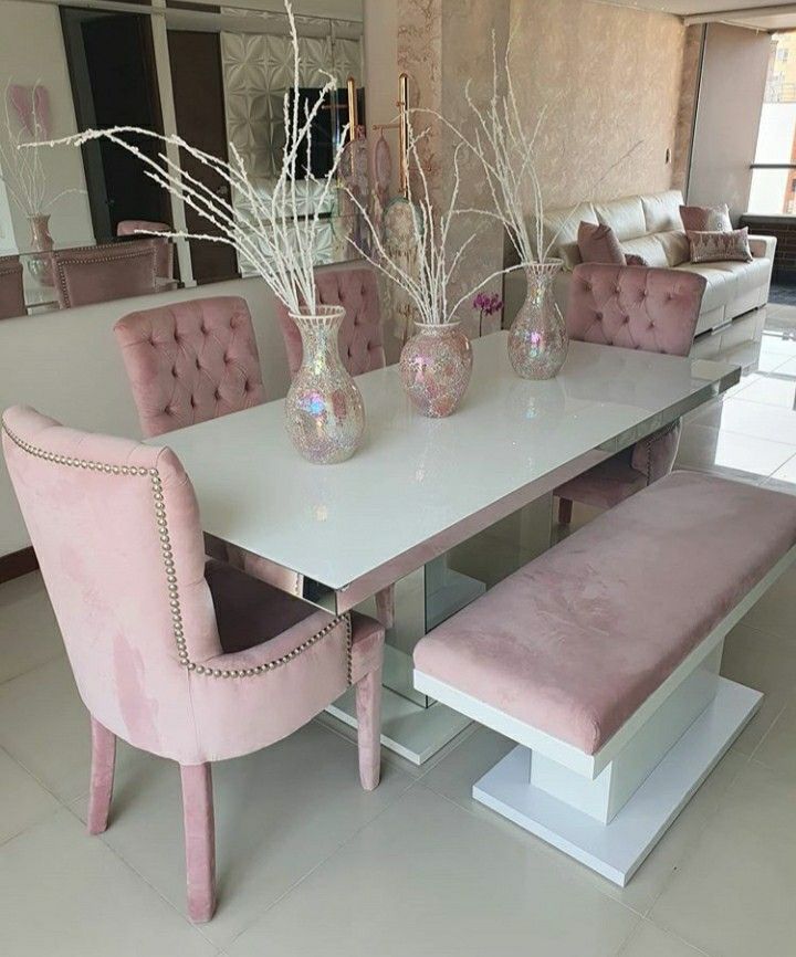 Set Meja Kursi Makan Jok Warna Pink