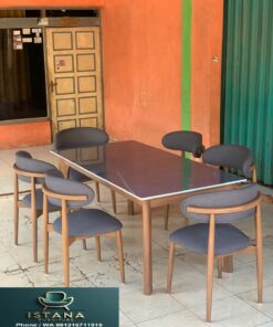 Meja Makan Jati Top Marmer Berkualitas