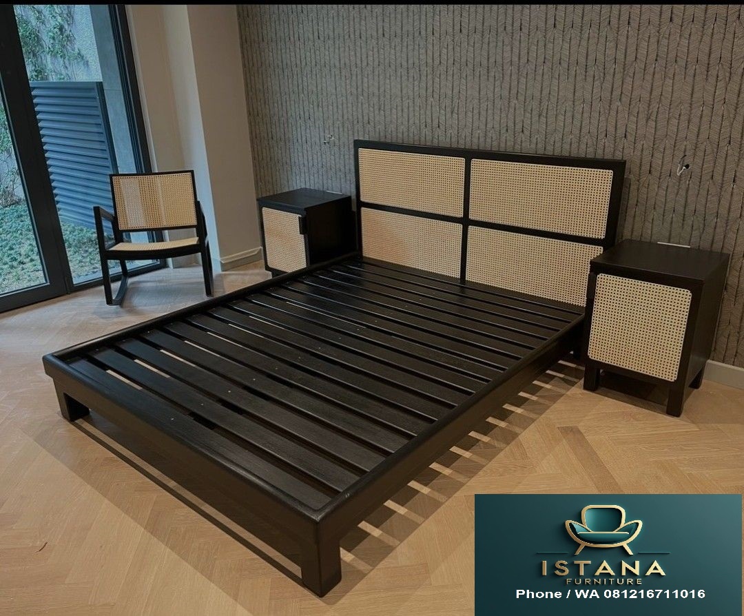 Set Dipan Minimalis Rotan 2 Nakas Bedside