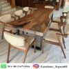 Set Meja Makan Trembesi Kayu Solid 8 Kursi Modern Mid Century