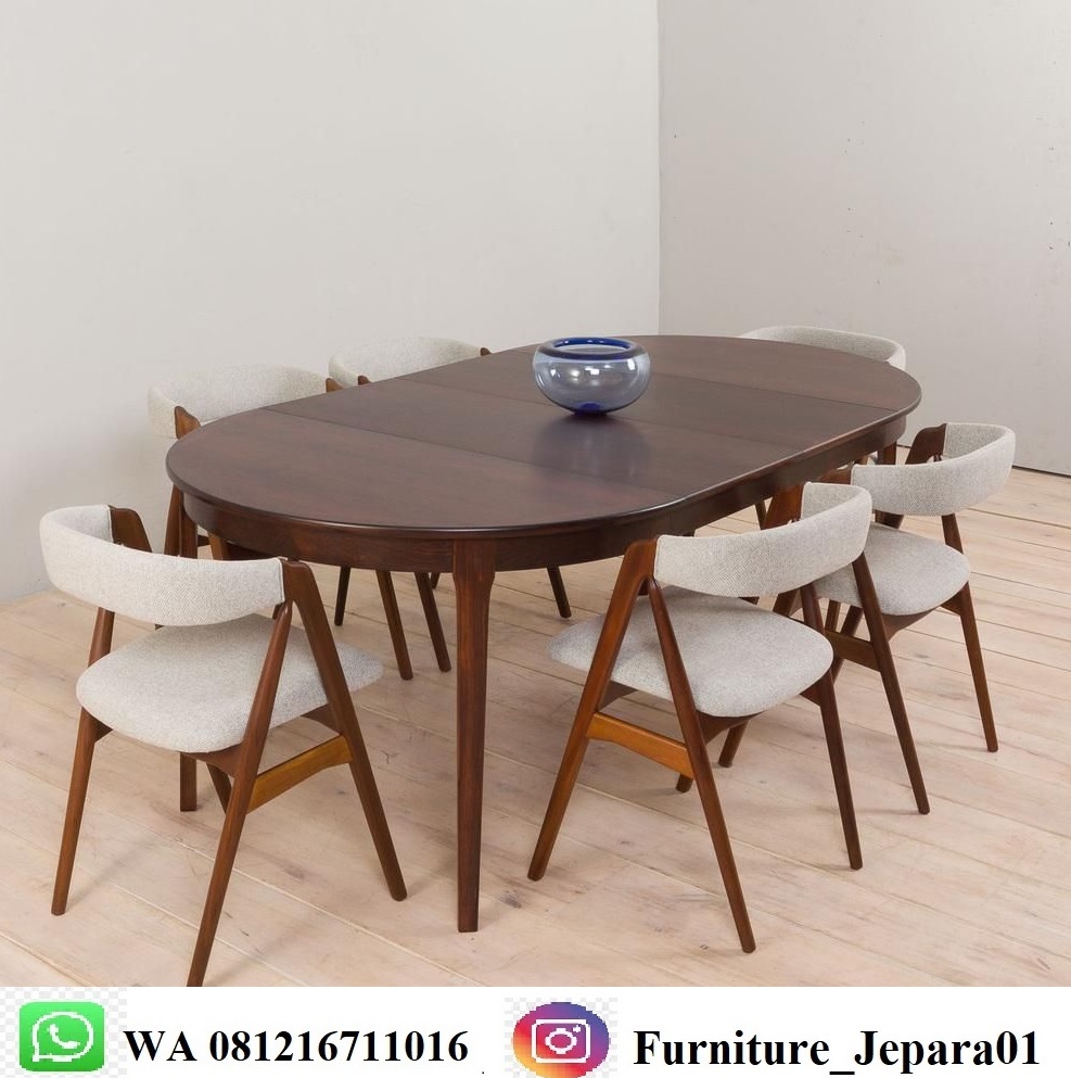 Set Meja Makan Minimalis Kayu Jati Modern