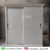 Jual Lemari Kayu Jati Sliding 2 Pintu Geser Motif Salur