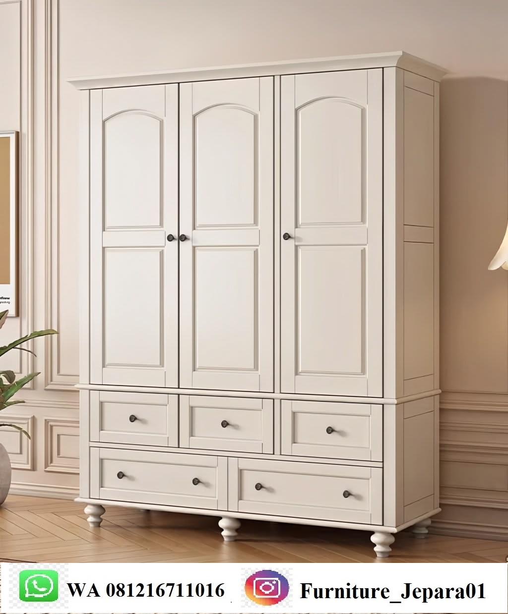 Lemari Pakaian Serbaguna Warna Duco Putih