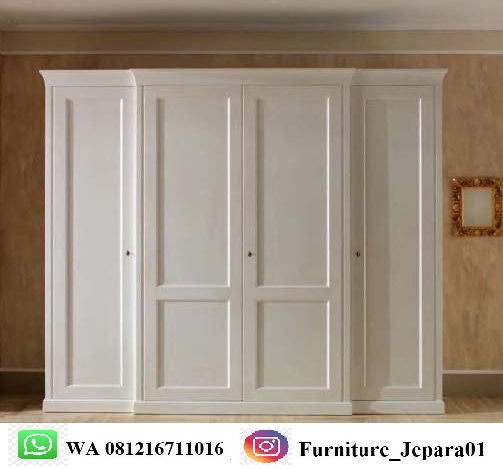 Lemari Pakaian Minimalis 4 Pintu Duco Putih