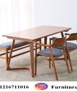 Meja Makan Minimalis Kayu Jati Kursi Hiroshima