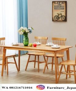 Set Meja Makan Kayu Jati Gaya Minimalis