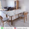 Meja Makan Marmer Jati Scandinavian