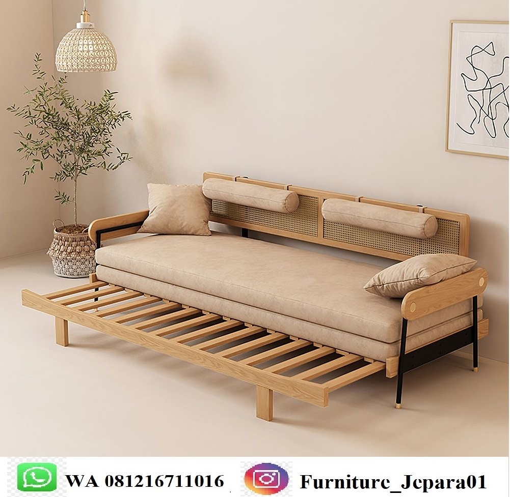 Japandi Rattan Sofa Bed