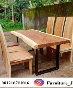 Set Meja Makan Kayu Trembesi Mewah Elegant