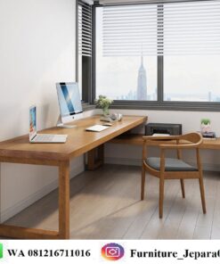 Meja Kantor Sudut Kayu Solid