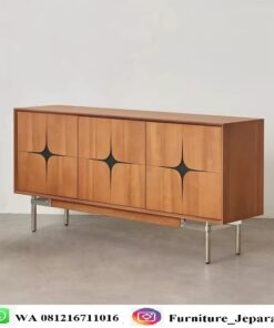 Bufet Retro Mid Century Minimalis Kayu Jati Solid