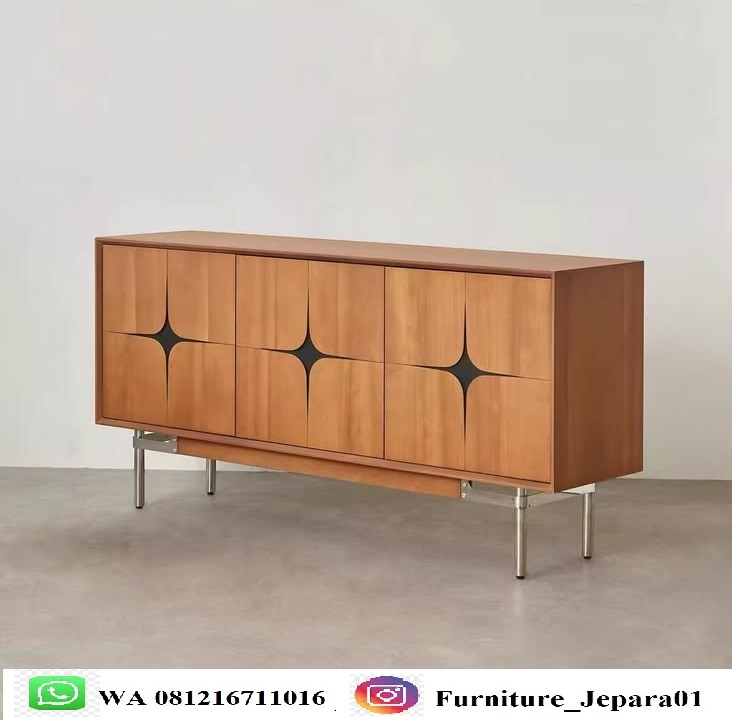 Bufet Retro Mid Century Minimalis Kayu Jati Solid